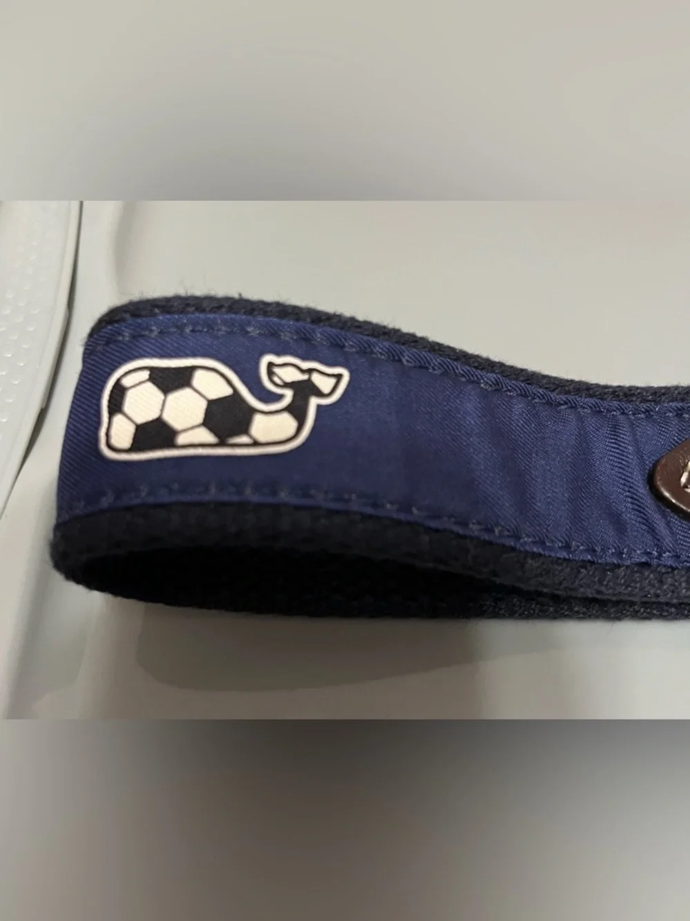 Vineyard Vines Navy Canvas Club Soccer Whale Kids Belt 28 in.